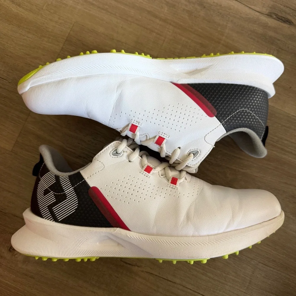 FootJoy Fuel Golf Shoes Mens 5 White Black Red Spikeless 45034 Stratolite
